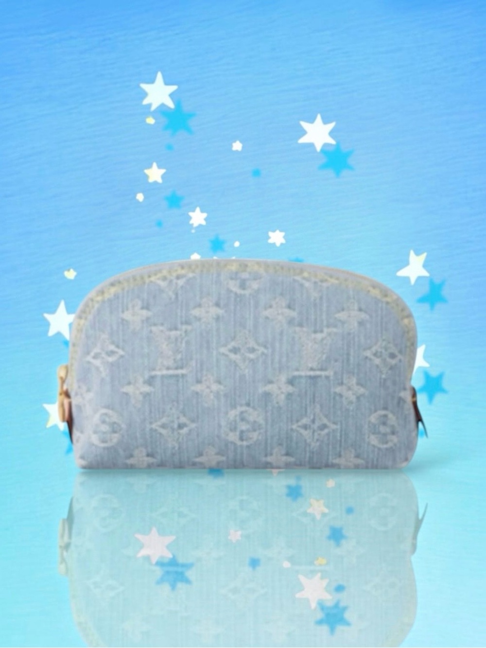 🆕💞LOUIS VUITTON Monogram Pochette Cosmetic Pouch • SKY BLUE DENIM • NWT